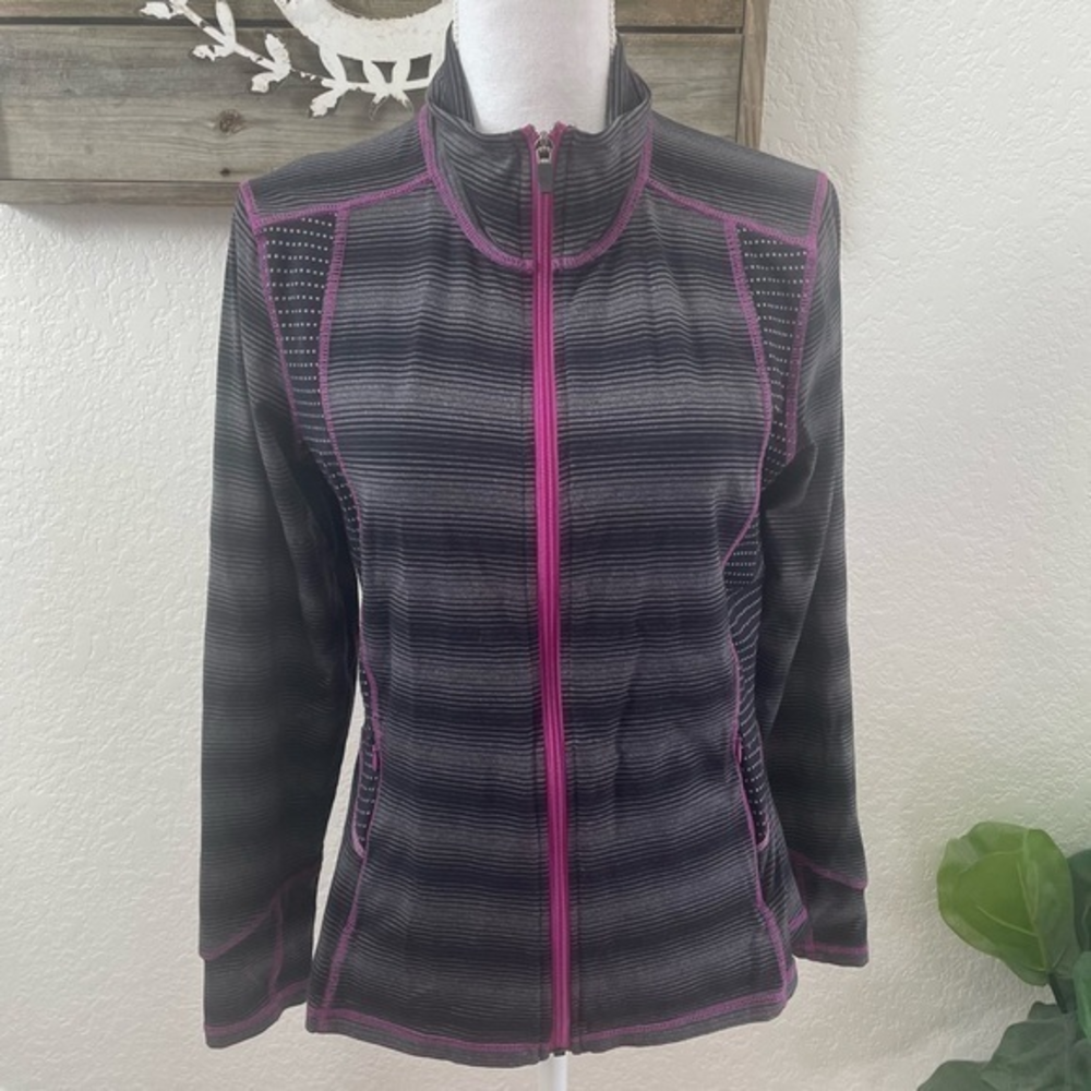 Title Nine black gray purple full zip track jacket ladies M